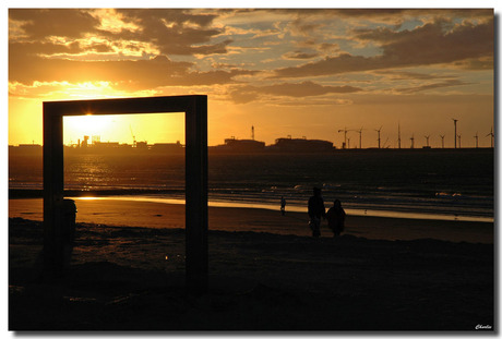 Zeebrugge bij zonsondergang