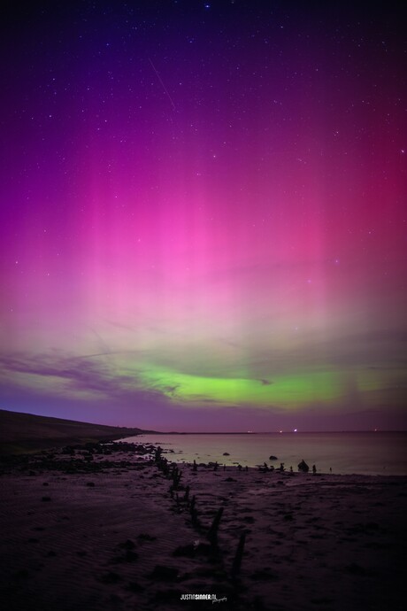 Noorderlicht boven het Waddengebied.