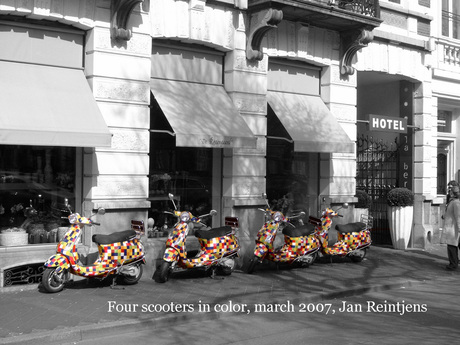 Four scooters in color