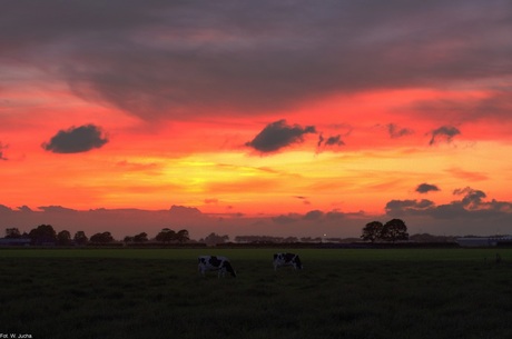 Landschap na zonsondergang in Warmenhuizen.