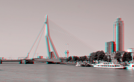 Erasmusbrug Rotterdam 3D hyper-anaglyph