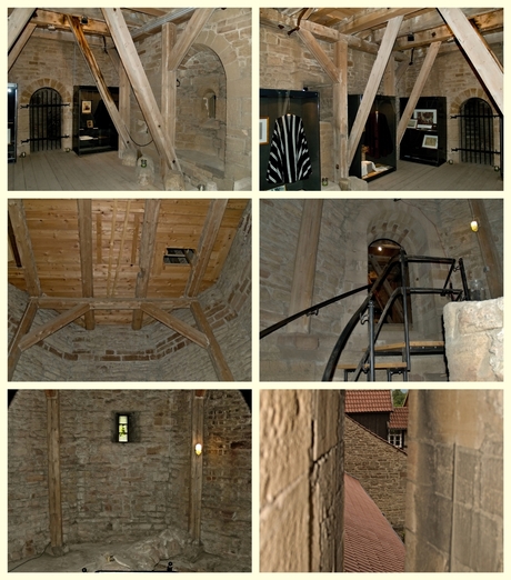 Een aantal binnenruimten van een toren van de Klosterkirche St. Vitus.