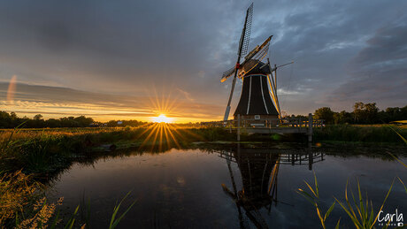 Helper bij zonsondergang