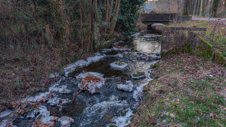 Een beetje ijsvorming in de beek.