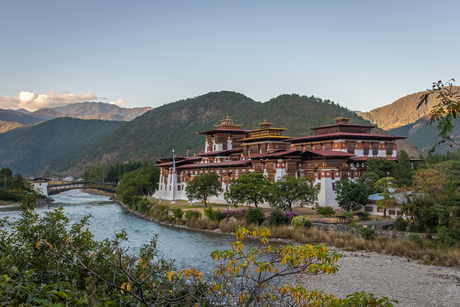 Zicht op de Punakha Dzong