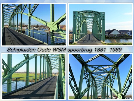 Collage   Schipluiden WSM Spoorbrug  1881  1969  later Fietspad  fotos 11 jan 2022 