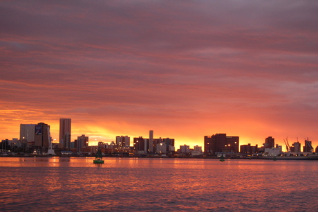 Durban on fire. Sunset