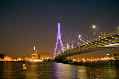 Nacht opname Erasmusbrug Rotterdam
