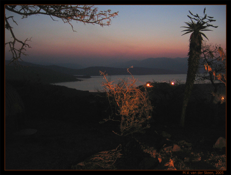 Nacht valt in Zuid-Afrika