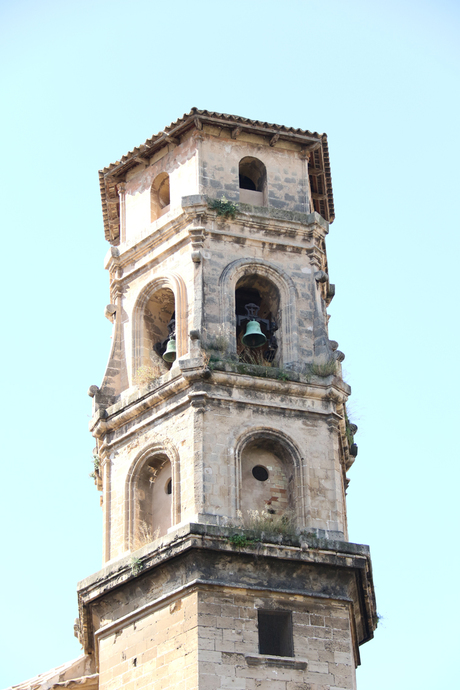 Kerktoren met grasbegroeing