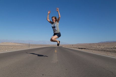 Jumping on empty road