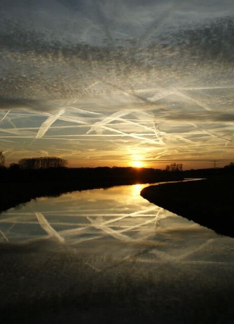 De Berkel bij zonsondergang