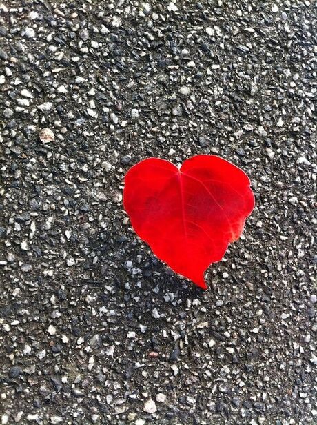 red heart on the street