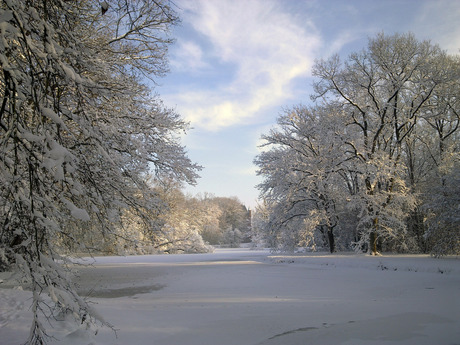 Sneeuw op landgoed Nyenrode