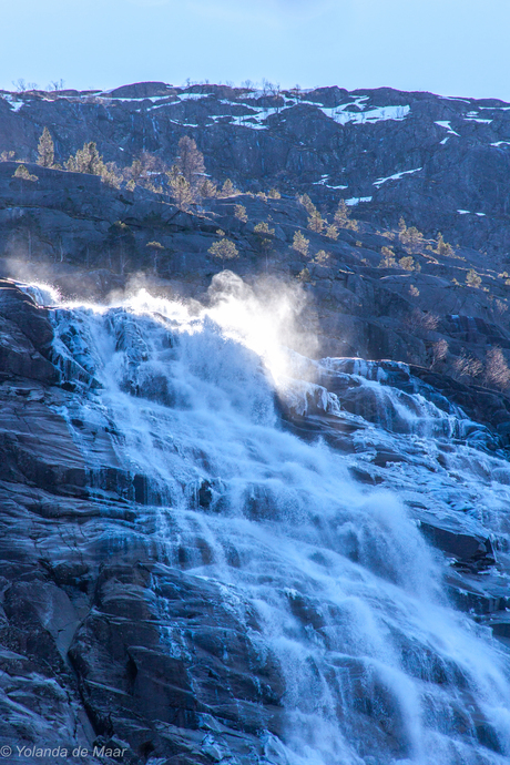 Zonlicht op de waterval