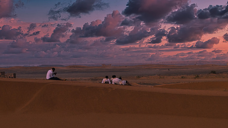 Morocco  Merzouga Desert Watching Sundown