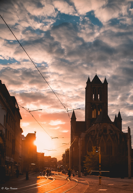 zonsondergang centrum Gent