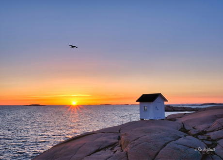 Zonsondergang aan de Zweedse kust