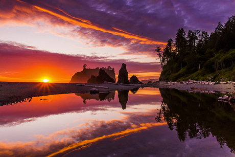 Zonsondergang Ruby beach