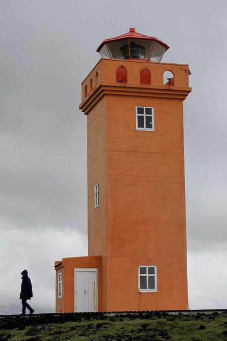 Vuurtoren van Svortuloft op het schiereiland Snaefellsnes in IJsland