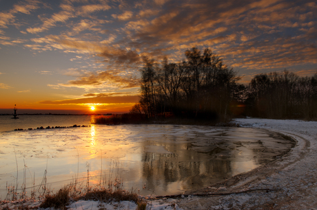 Zonsondergang aan het Nijkerkernauw