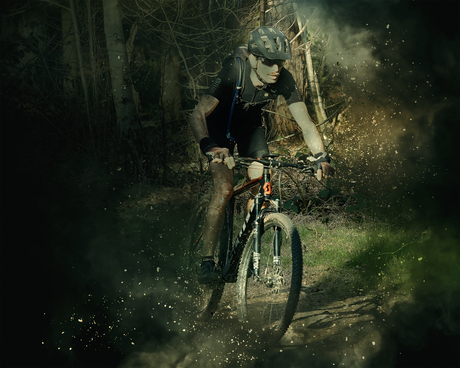 Mountainbike's Watercolor bewerkt