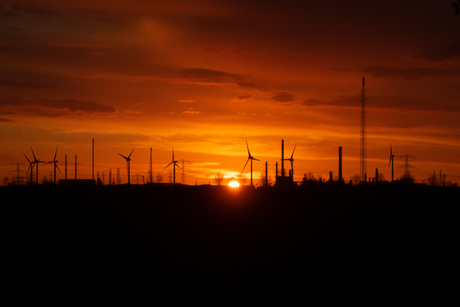 Vlissingen-Oost bij zonsondergang