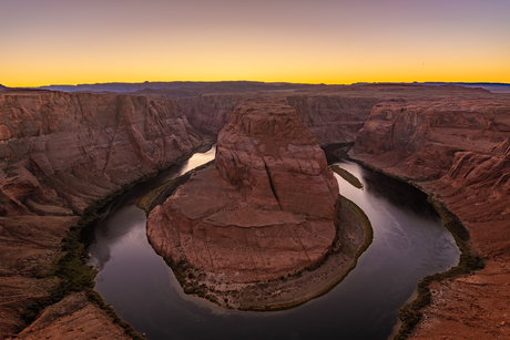 Zonsondergang bij de horseshoe bend in Page (Arizona - Amerika)