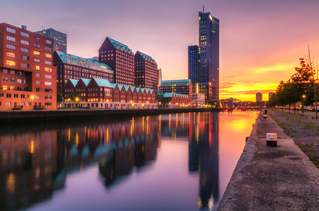 Ondergaande zon Rotterdam