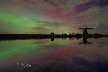 Noorderlicht bij Kinderdijk 