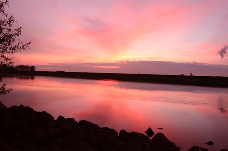 Kleurenmix tijdens zonsondergang