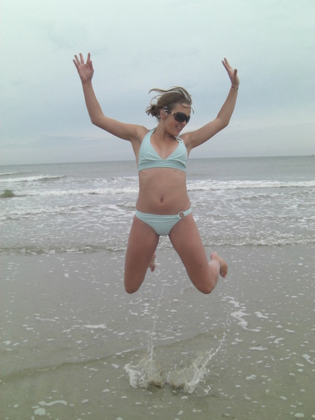 Jumping on the beach