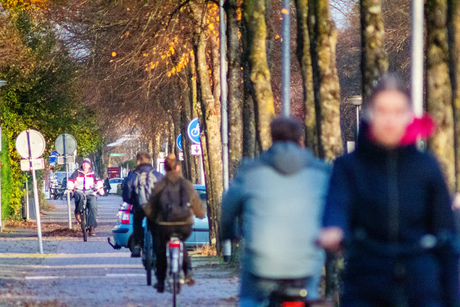 Fietsers tijdens het gouden uur