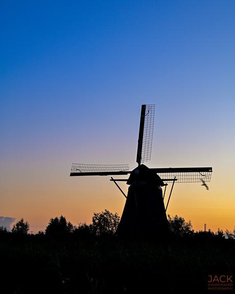 Molen in het opkomende ochtendlicht