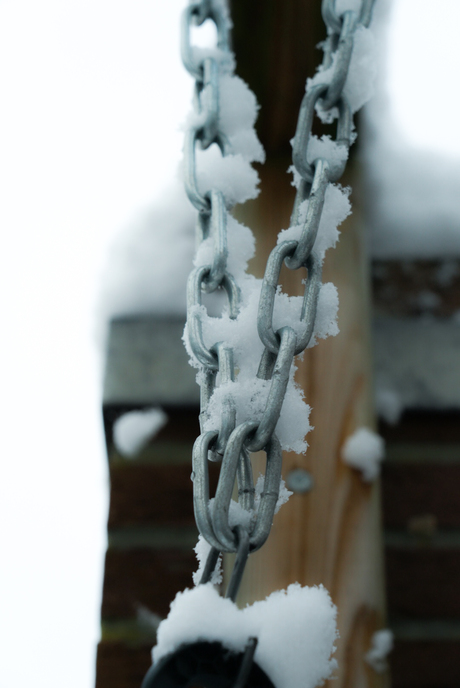 Ketting onder sneeuw