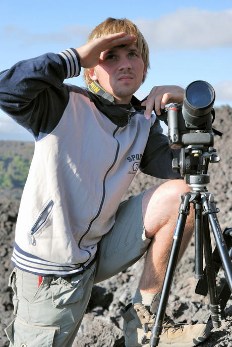 Fotograaf op de vulkaan