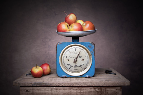 Kleine appeltjes op weegschaal