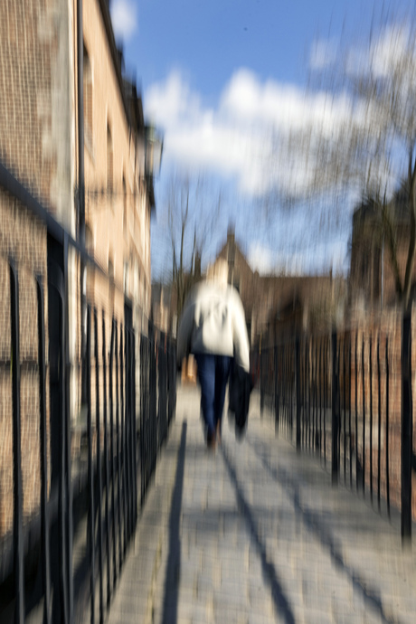 Walking over the bridge