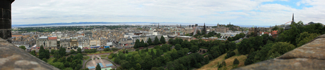 Panorama view Edinburgh's Castle Scotland in spring