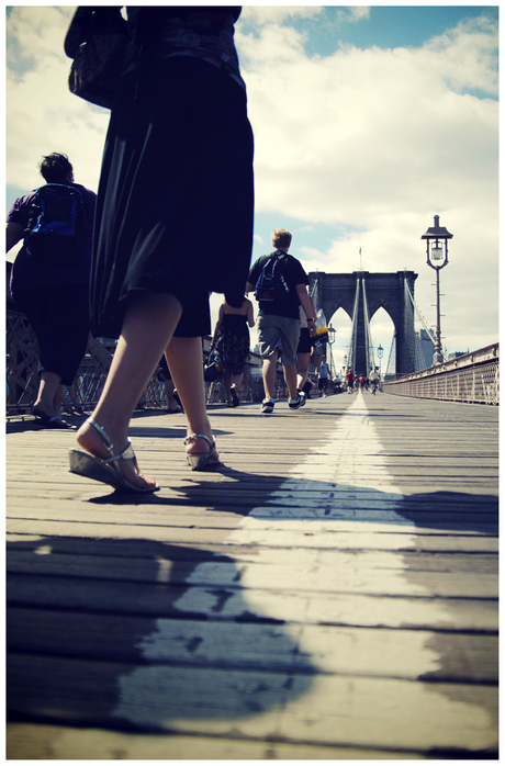 Walking over the bridge