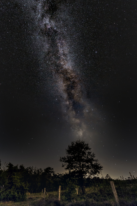 Melkweg met een vleugje bloeiende heide