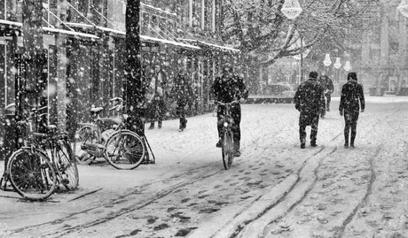 Winters straatbeeld