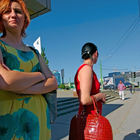 Wachten op de bus in Chisinau