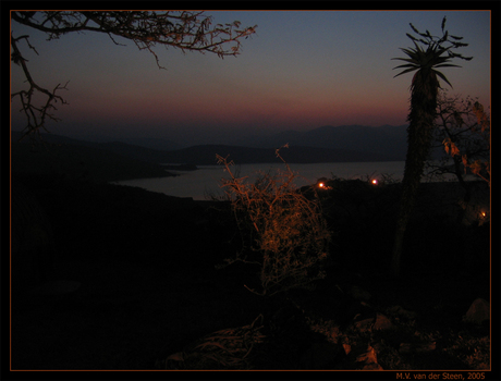 Nacht valt in Zuid-Afrika