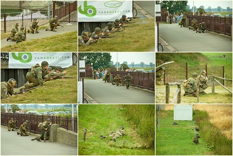 Gevechtsacties van de reenactors Amerikaanse parachutisten.