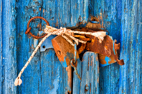 lock blue door