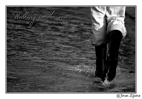 Walking in the sea ..