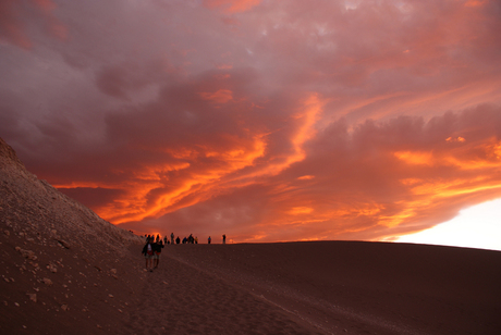 Zonsondergang in de Atacama woestijn