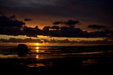 Driving through the sunset