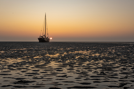 Droogvallen op het Wad